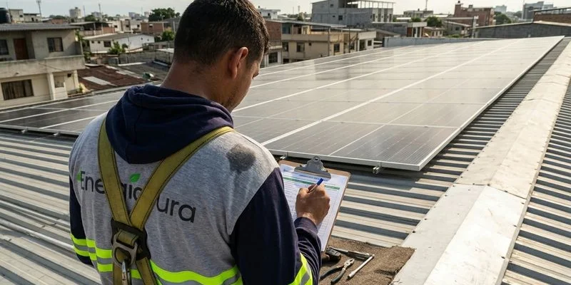 Checklist de verificación mensual de rendimiento de sistema solar fotovoltaico